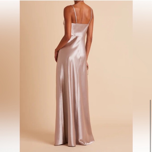 NWT Birdy Grey Lisa Long Satin Taupe Dress Size Medium - Picture 2 of 8